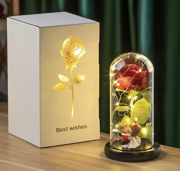 Eternal Rose Galaxy Flower in Glass Artificial Flower Lamp Ornament Desk Accessorie - Image 2