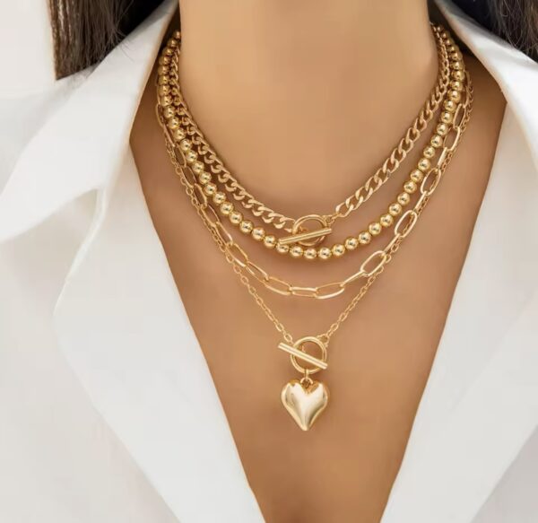 Punk Gold Color Heart Pendant Necklace