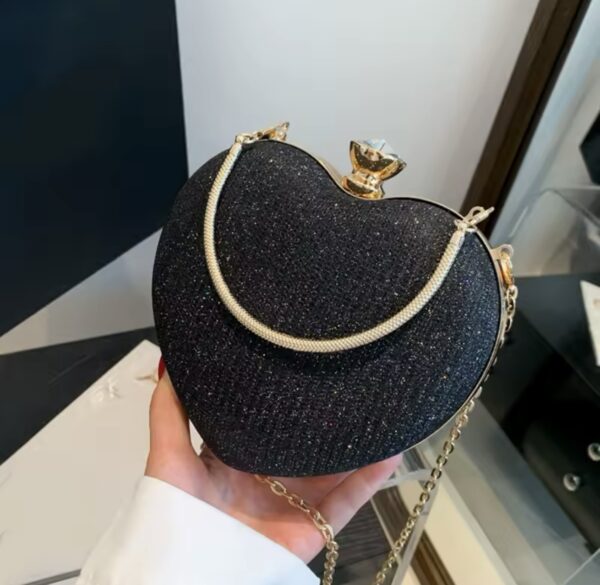 Evening Clutch Bag Women Bag Shiny Handbag Heart - Image 2