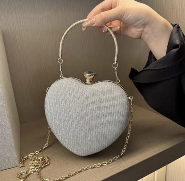 Evening Clutch Bag Women Bag Shiny Handbag Heart - Image 4