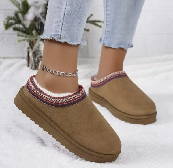 Snow Boots for Women Winter New Cashmere Warm Thick Soles Without Heel-covered Hair Half Slipper Cotton Shoes for Women