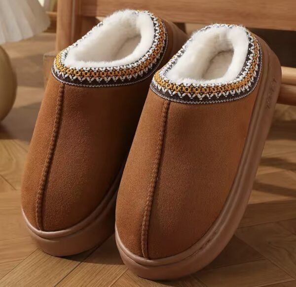 Snow Boots for Women Winter New Cashmere Warm Thick Soles Without Heel-covered Hair Half Slipper Cotton Shoes for Women - Image 2