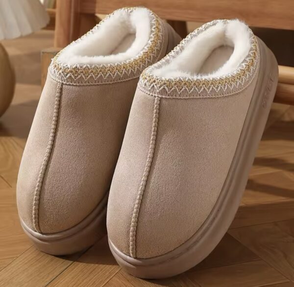 Snow Boots for Women Winter New Cashmere Warm Thick Soles Without Heel-covered Hair Half Slipper Cotton Shoes for Women - Image 3