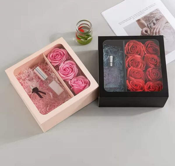 Flower Gift Box with Handle Transparent PVC Window Rose Candy Dessert Packaging Box