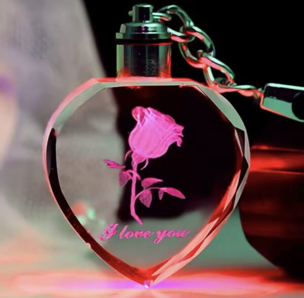 Rose Flower LED Light Keychain Luminous Fairy Crystal - Image 2