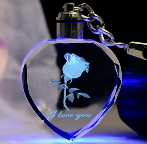 Rose Flower LED Light Keychain Luminous Fairy Crystal