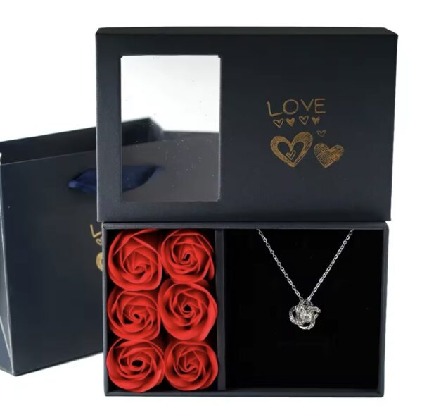 Rose Gift Box Included Alluring Heart Pendant Necklace - Image 2