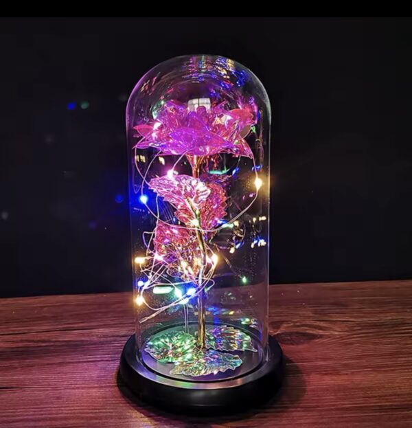 Light Up Rose Flower in Glass Dome