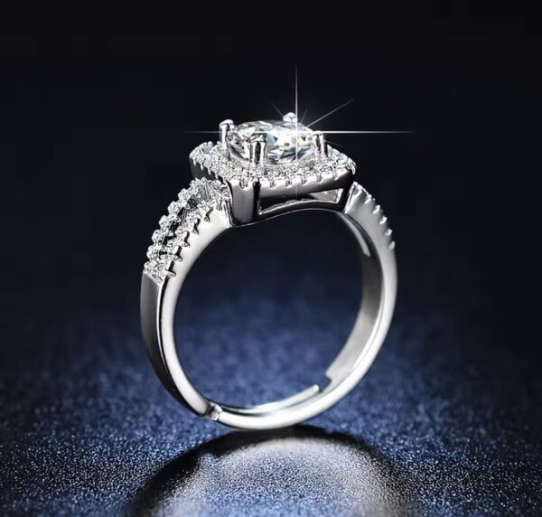 1 Carat Moissanite Ring for Women, Six-Prong Wedding Band, Elegant Gold-Plated Jewelry Gift - Image 3