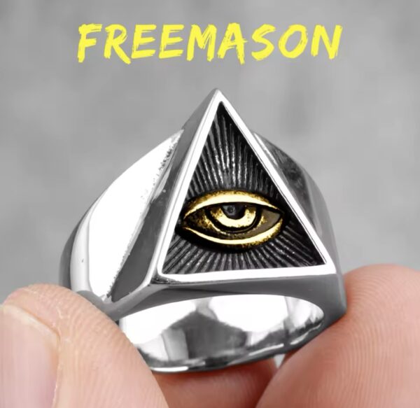 Freemason Illuminati Triangle Masonic Stainless Steel Mens Rings Punk for Male Boyfriend Biker Jewelry - Image 4