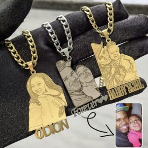 Personalized  Gift Customize  Photo Engraved Necklace Custom Photo