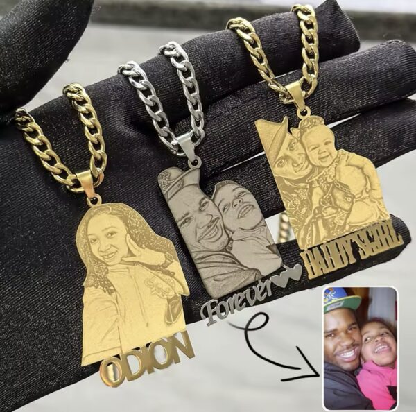 Personalized  Gift Customize  Photo Engraved Necklace Custom Photo